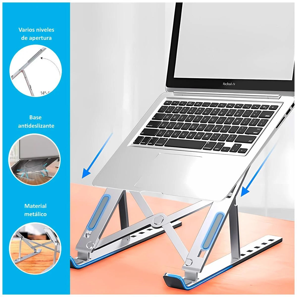 SOPORTE DE LAPTOP TABLET PLEGABLE REGULABLE DE METAL